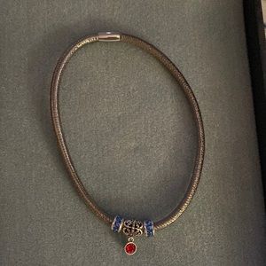 Silver rope red and blue charms